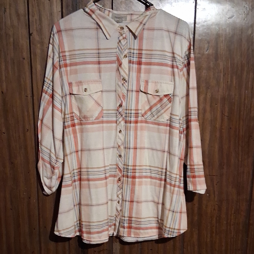 Passport Cream and Orange Plaid Shirt